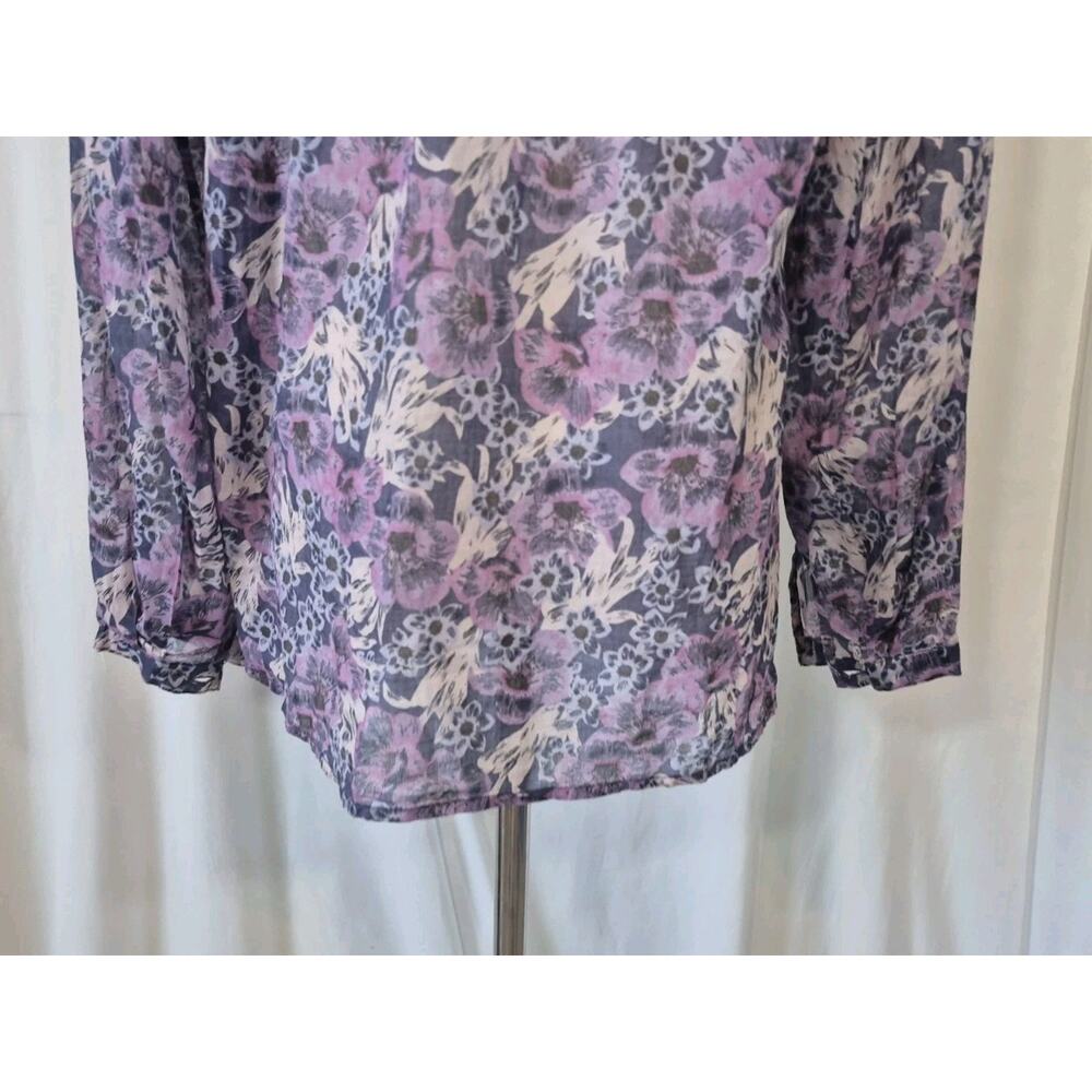 Isabel Marant Etoile Adigra Lavender Floral Button Up Cotton Top FR 36 US 4 - Picture 9 of 12